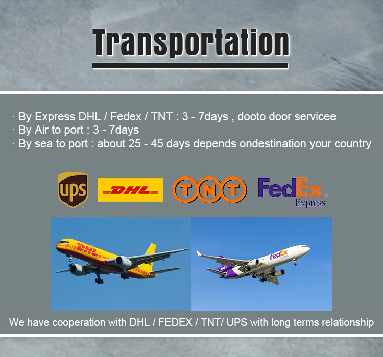 International shipping options for LED signage via DHL, FedEx, UPS, air cargo, and sea freight