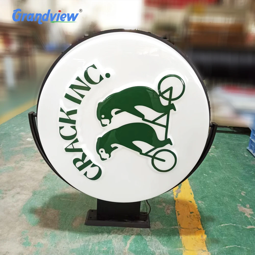 Solar powered rotating LED light box with 360 degree turning stand for outdoor advertising