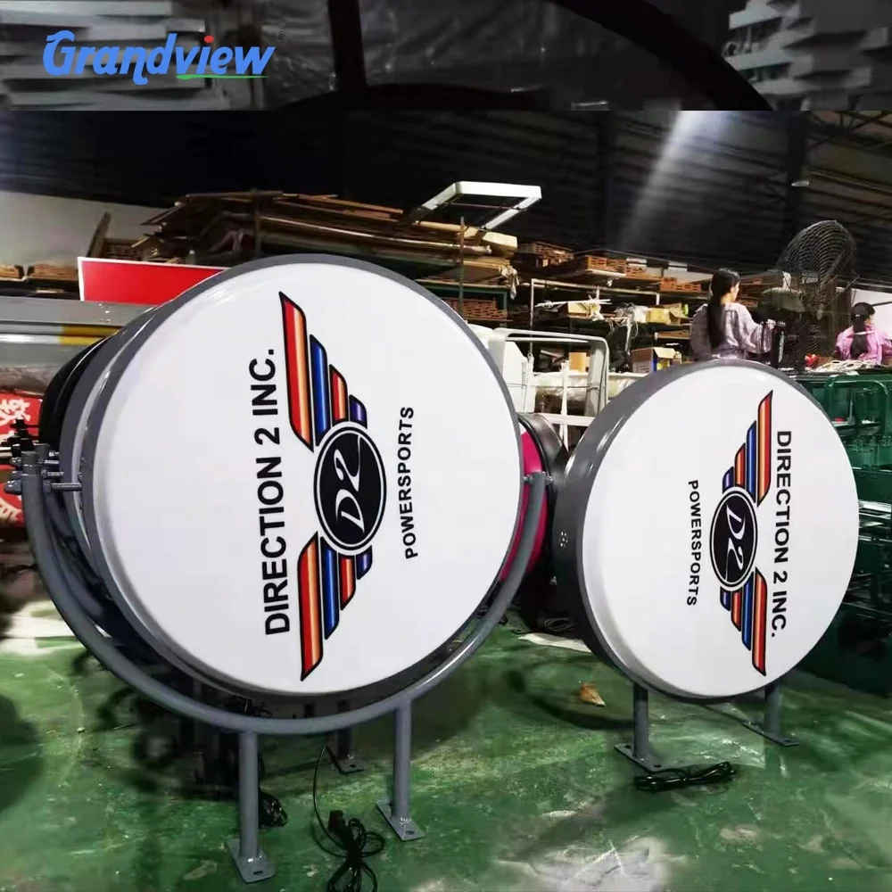 Durable Solar/Battery LED Advertising Sign 360 Degree Rotating Light Box for Shops Hotels Outdoor Promotions Aluminum Frame - Image 3