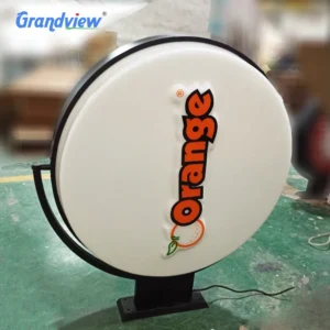 Solar powered rotating LED light box with 360 degree turning stand for outdoor advertising