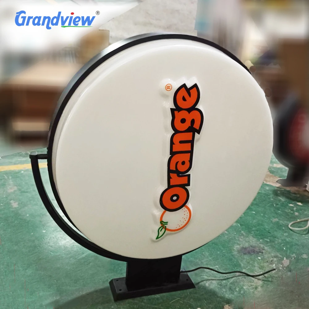 Solar powered rotating LED light box with 360 degree turning stand for outdoor advertising