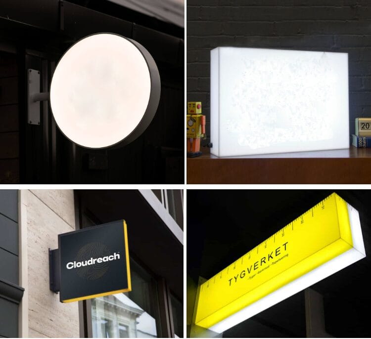 Wall mounted bracket for waterproof projecting light box sign
