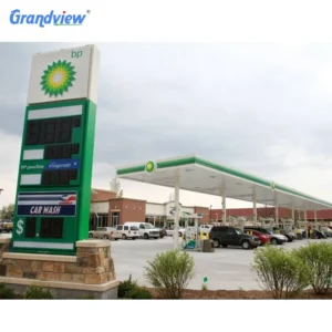 Petrol Station Gas Station Steel Structure Outdoor Waterproof Customized Design Illuminating Signage Gas Station Canopy
