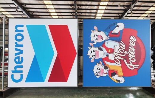 Custom gas station pylon sign manufacturing for Chevron and Shell by Grandview