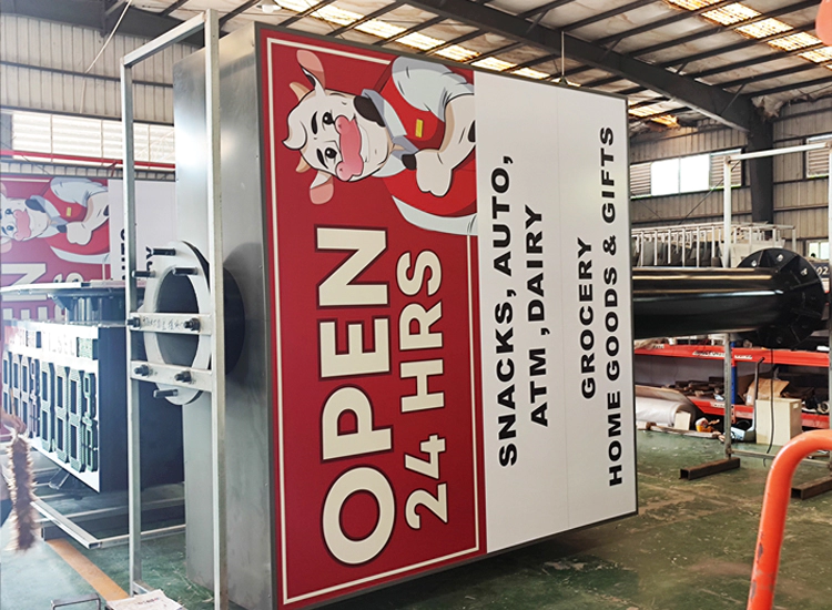 LED gas price changer modules displaying Unleaded and Diesel prices