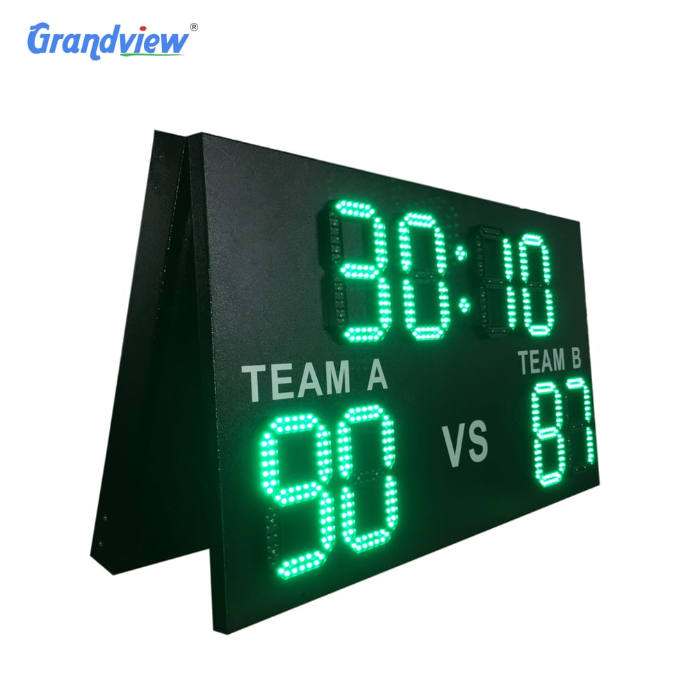 Foldable tabletop electronic score keeper showing green LED digits