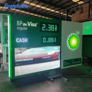 Digital gas station video pylon factory project for BP featuring P5 LED advertising screen and price display