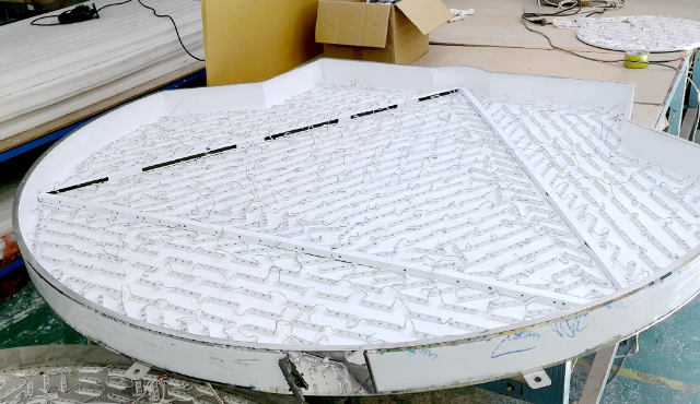 Premium raw materials used in custom signage factory production
