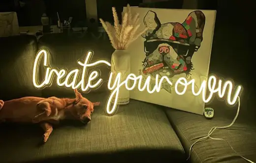 Collection of custom LED neon signs for brands and wall decor manufactured by Grandview