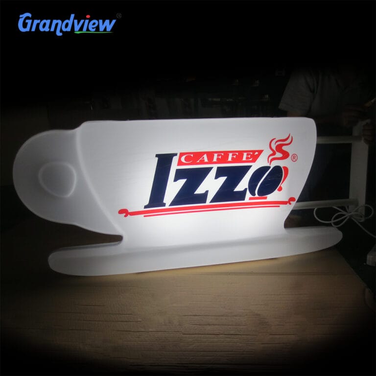 Custom shaped double sided light box sign for outdoor coffee shop advertising