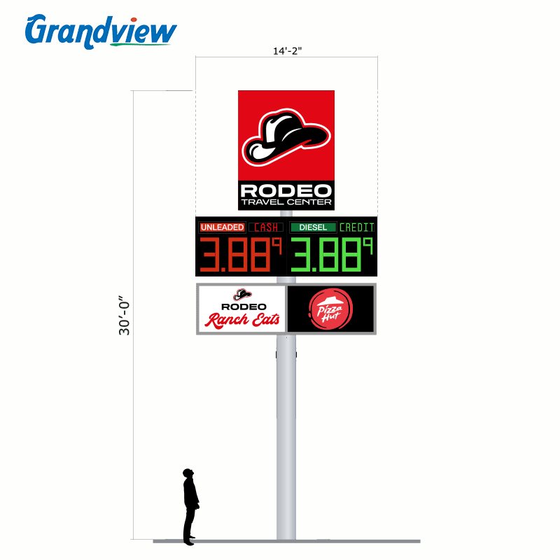 Custom Outdoor Pole Sign for Gas Stations & Retail | Heavy-Duty Monopole Structure - Image 2