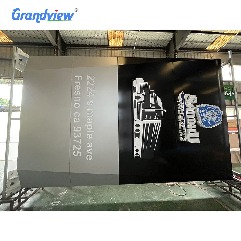 Multi tenant pylon sign factory product showing custom commercial retail totem for Subway and auto service center